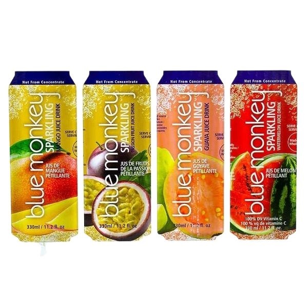 Blue Monkey Sparkling Tropical Juice 330ml 16pk Fruitfull Offices